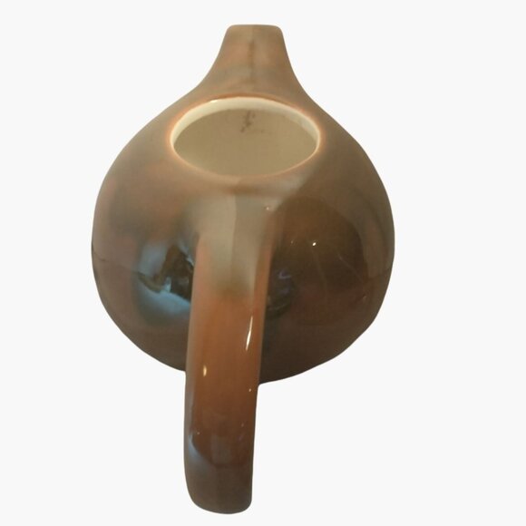 Vintage Brown Pitcher Jug  Mid Century Modern Ceramic Drip Glaze Vase Planter - Picture 3 of 8
